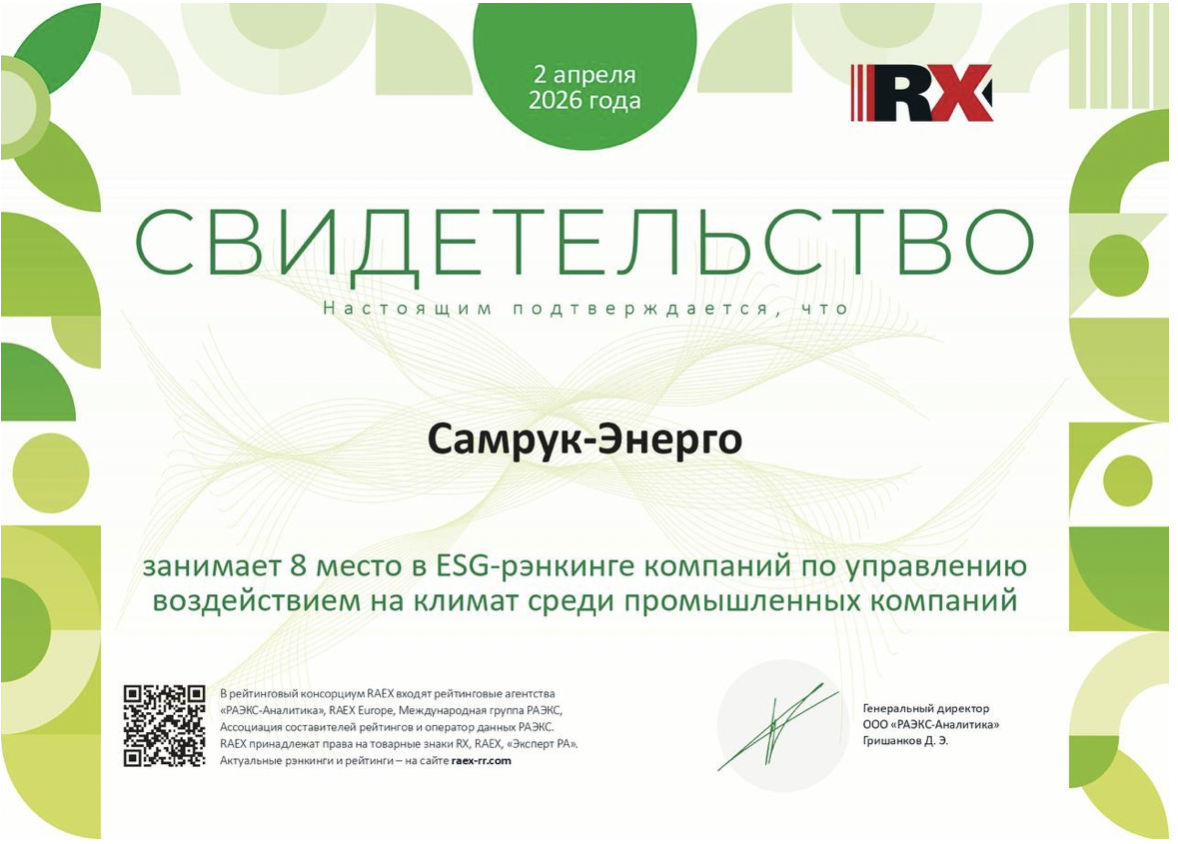 Самрук-Энерго вошел в ТОП-10 рейтинга RAEX по управлению климатическими рисками